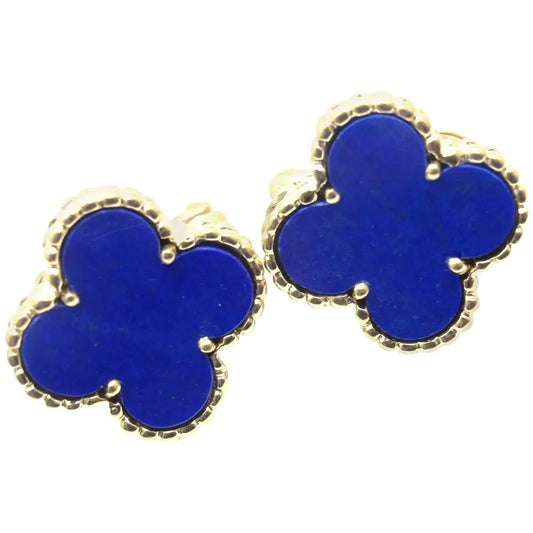 10K Royal Blue Clover Earrings