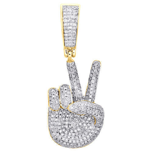10k Diamond Peace Hand Symbol