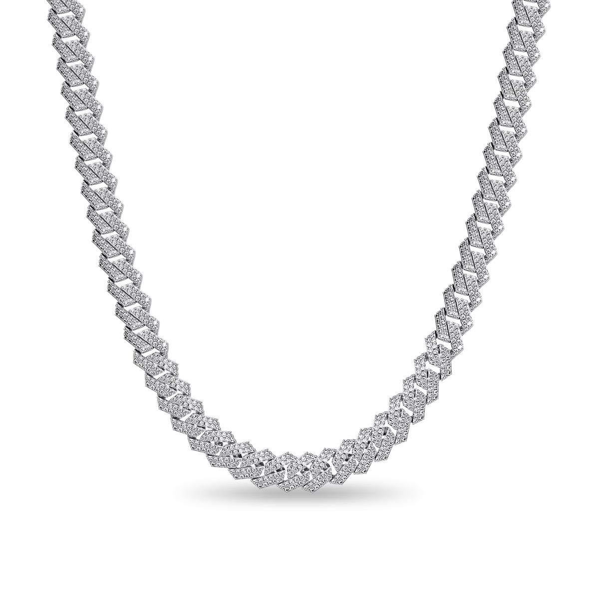 Sterling Silver Moissanite 8mm Cuban Chain