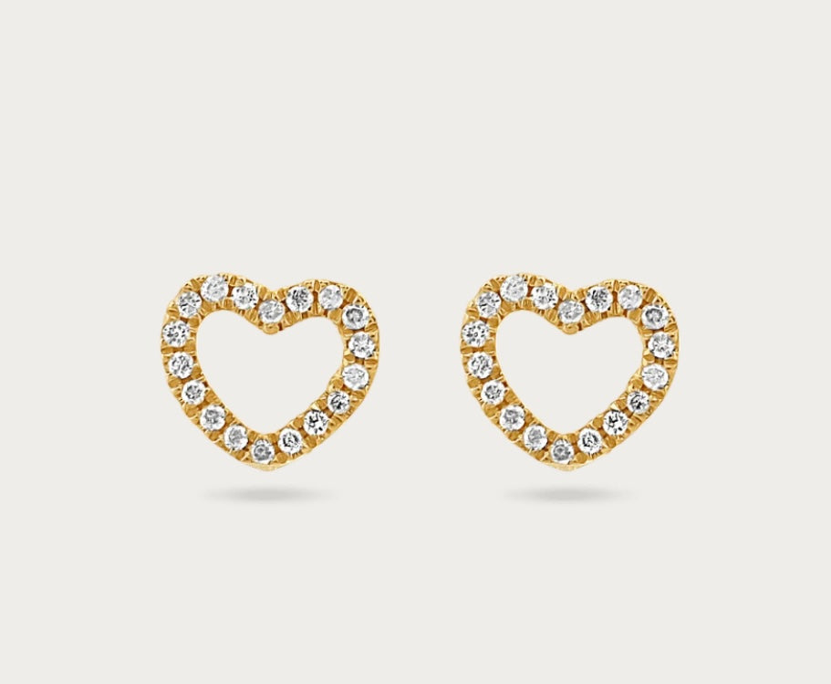 10k Heart Diamond Earrings