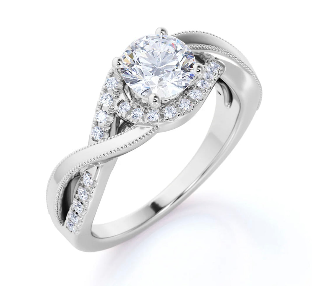 Sterling Silver Moissanite Infinity Engagement Ring