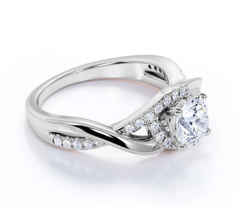 Sterling Silver Moissanite Infinity Engagement Ring