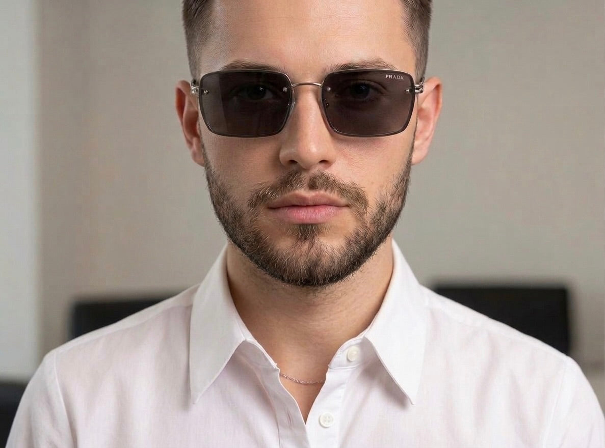 prada oversized sunglasses on face lifestyle look