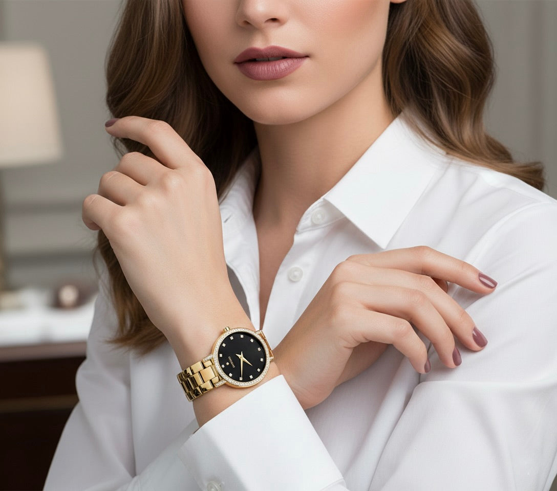 Movado Women’s Diamond Yellow Gold-Tone Bracelet Watch