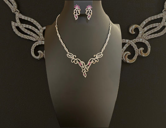 Sterling Silver Elegant Necklace Earrings Set