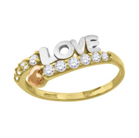10K Tri-Tone Love Ring