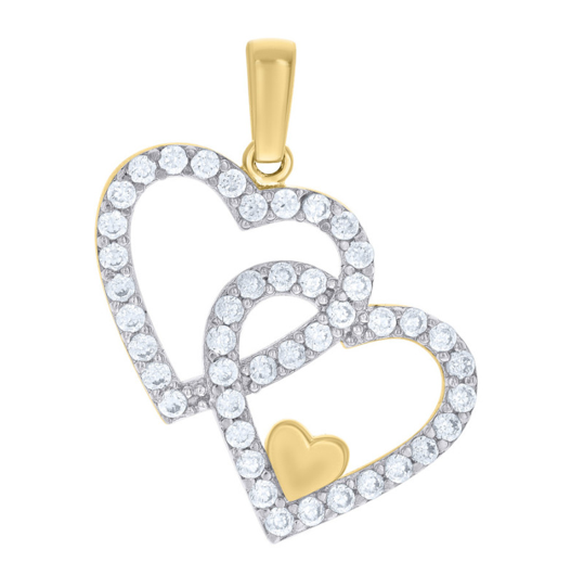 10K Double Hearts Charm