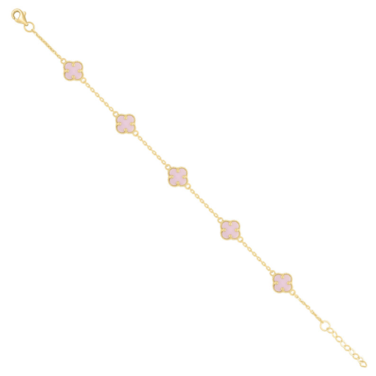 14K Pink Clover Bracelet