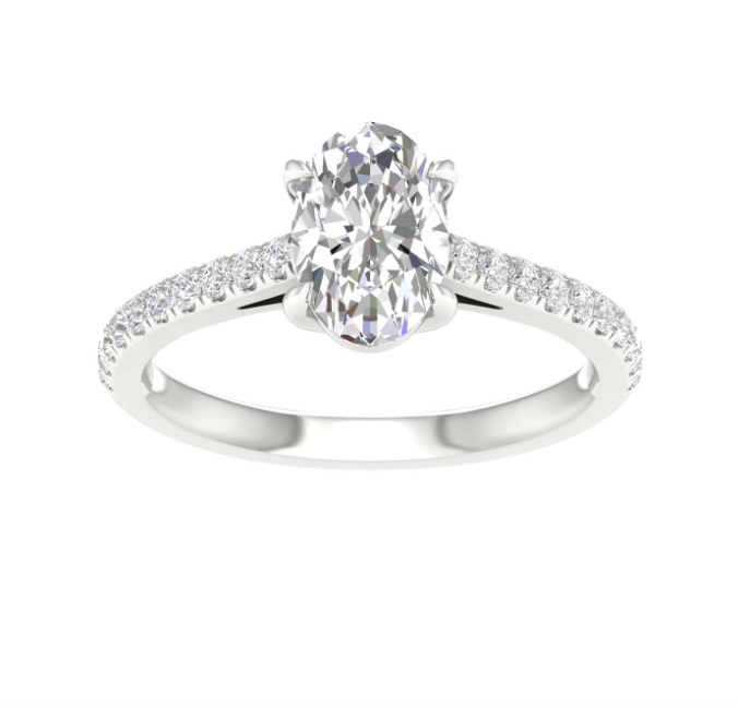 14K Oval Engagement Diamond Ring