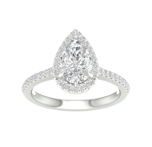 14K White Gold Pear Diamond Engagement Ring