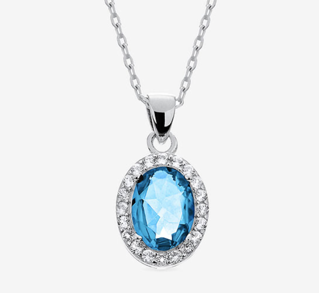 Sterling Silver Blue Topaz Charm December Birthstone