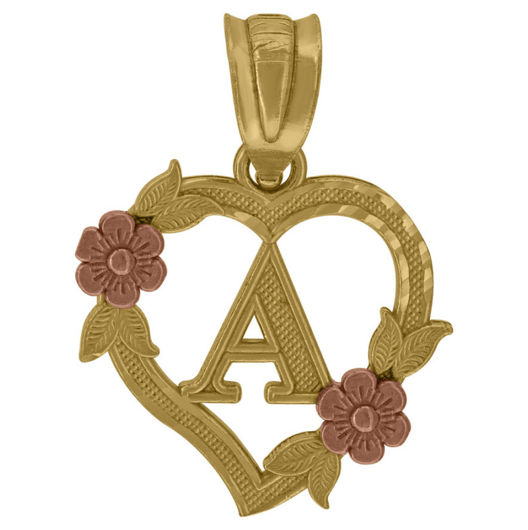 10k Roses Initial A Heart Charm