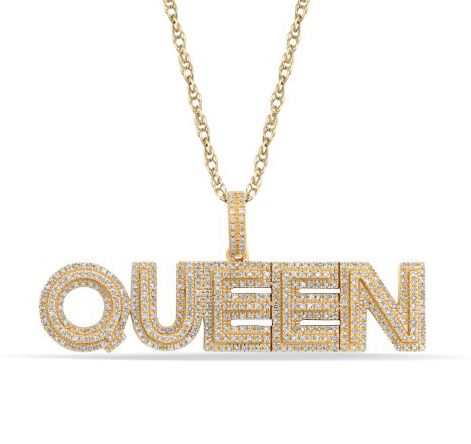 10K Diamond QUEEN Pendant