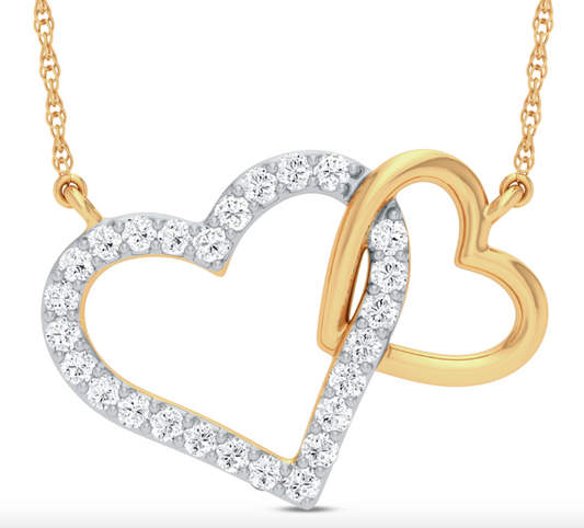 10K Double Heart Diamond Necklace