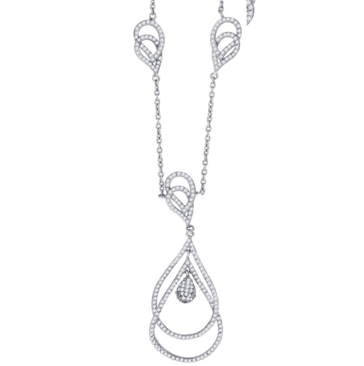 Sterling Silver 925 Rolo Link Tear Drop Necklace