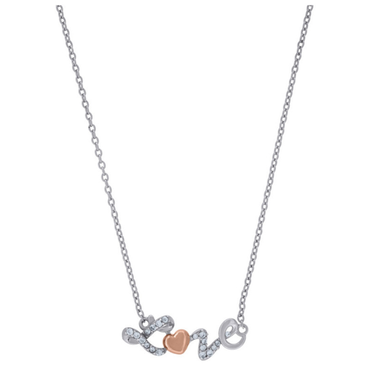 Sterling Silver 925 Rolo Link Love Necklace