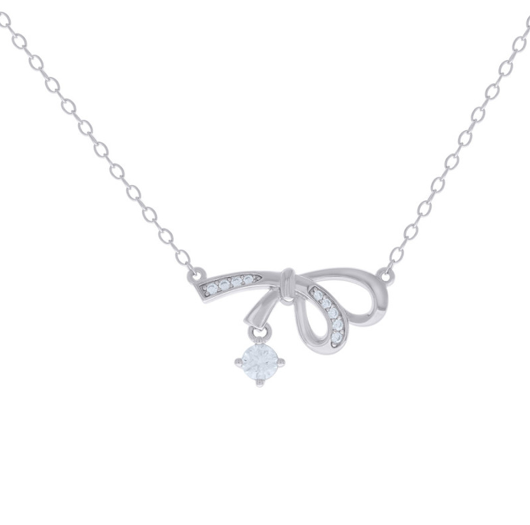 Sterling Silver Bow Heart Necklace
