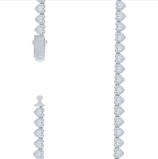 925 Sterling Silver Womens Cubic-Zirconia Heart Tennis Chain