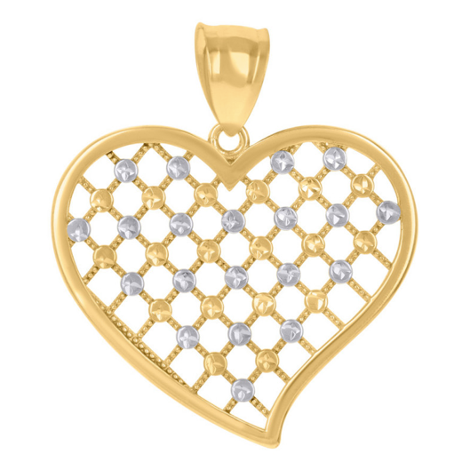 14K Yellow Gold Two Tone Heart Charm