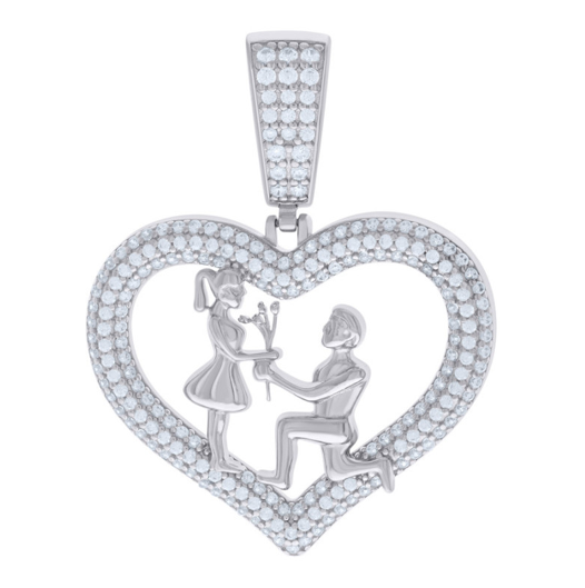 Sterling Silver Couple Propose Heart Charm