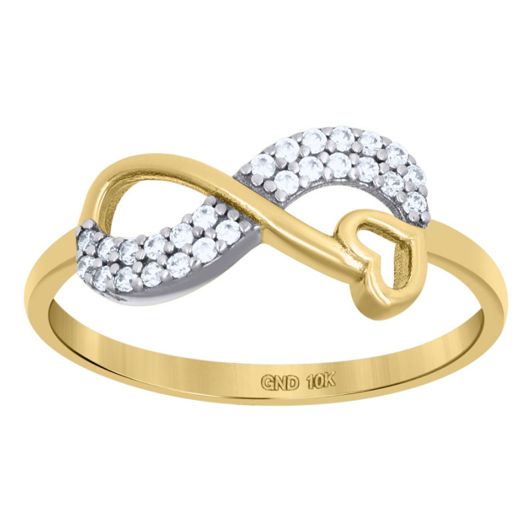 10K Yellow Gold Infinity Heart Cubic Zirconia Ring
