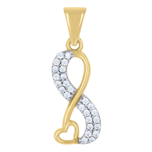 10K Yellow Gold Cubic-Zirconia Love Symbol Infinity Heart Charm