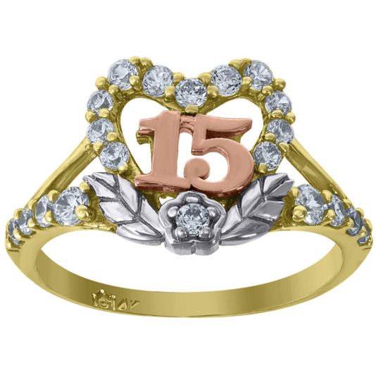14K Yellow Gold Anos 15 Ring