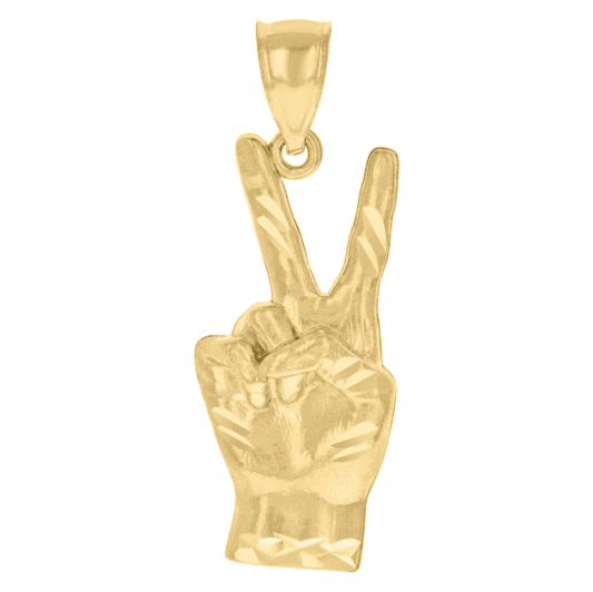 10k Peace Sign Victory Hand Symbol Charm