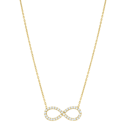 14K Yellow Gold Cubic Zirconia Infinity Necklace