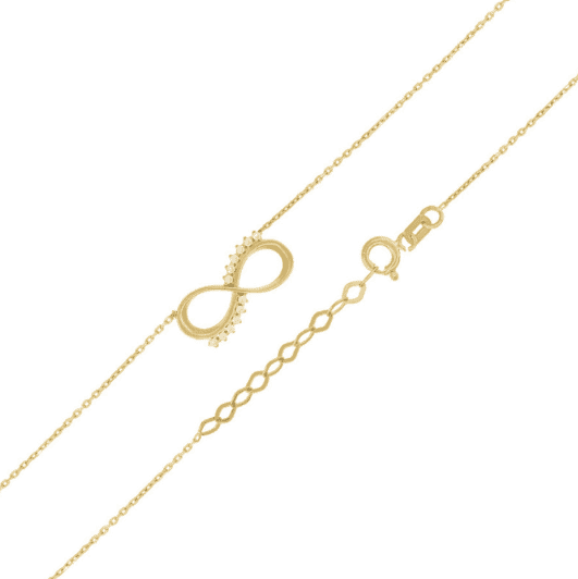 14K Infinity Necklace Cubic Zirconia