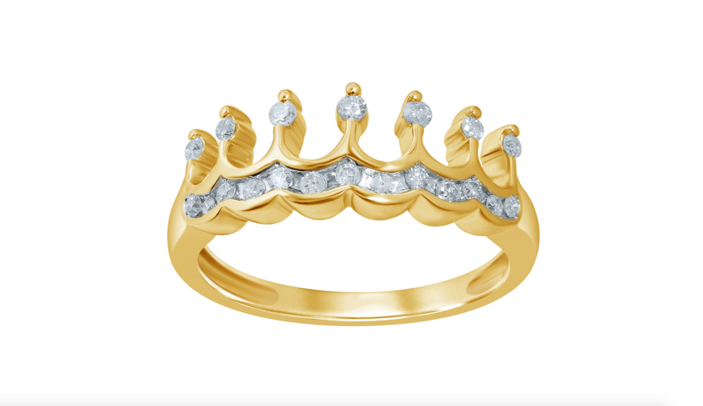 10K Diamond Crown Ring
