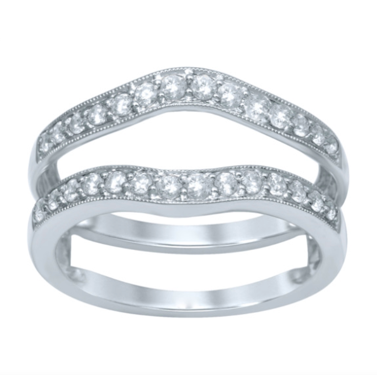 10K Round Diamonds White Gold Ring Enhancer