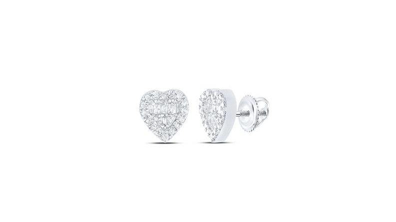 10K Heart Diamond Earrings