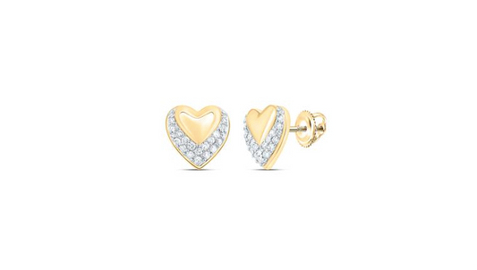10k Heart Diamond Stud Earrings