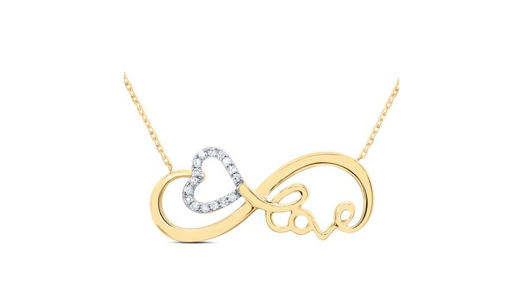 10K Yellow Gold Infinity Heart Love Necklace