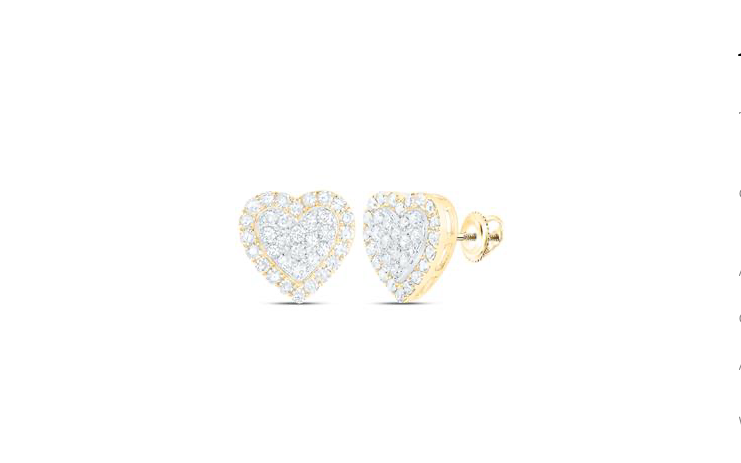 10K Heart Halo Diamond Earrings