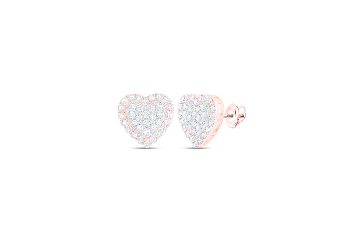 10K Heart Halo Diamond Earrings
