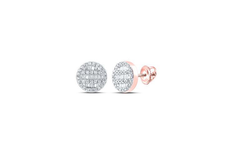 10K Rose Gold Round Diamond Earrings