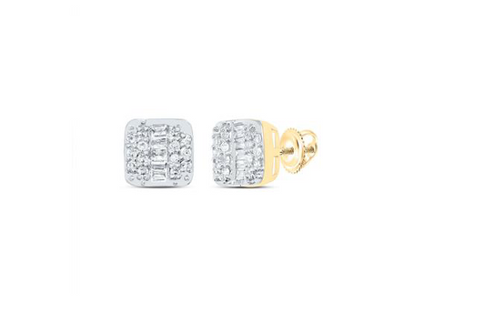 10K Cushion Diamond Earrings