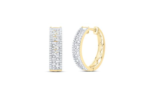 14K Ladies Diamond Hoops