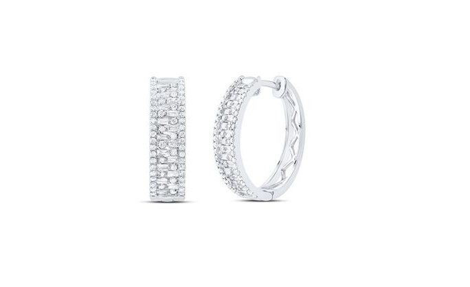 14K Ladies Diamond Hoops