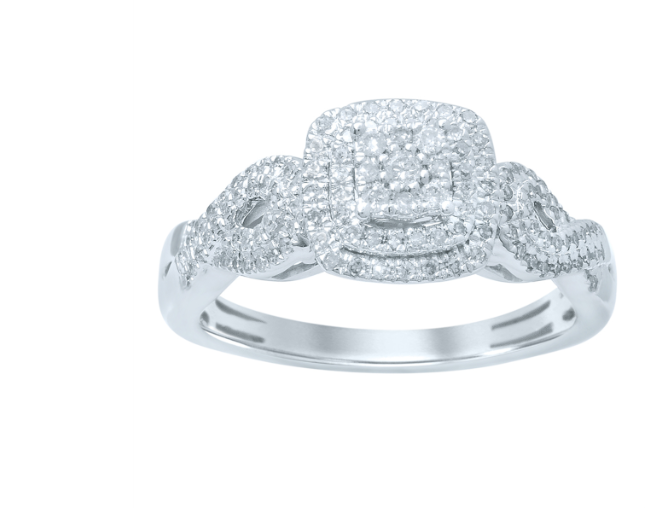 10k Infinity Square Halo Diamond Engagement Ring