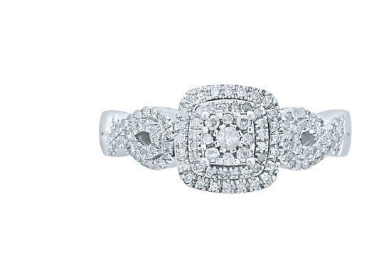 10k Infinity Square Halo Diamond Engagement Ring