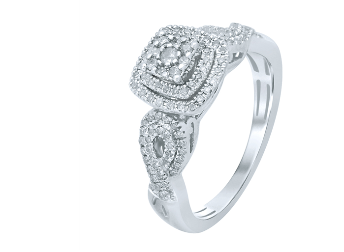 10k Infinity Square Halo Diamond Engagement Ring