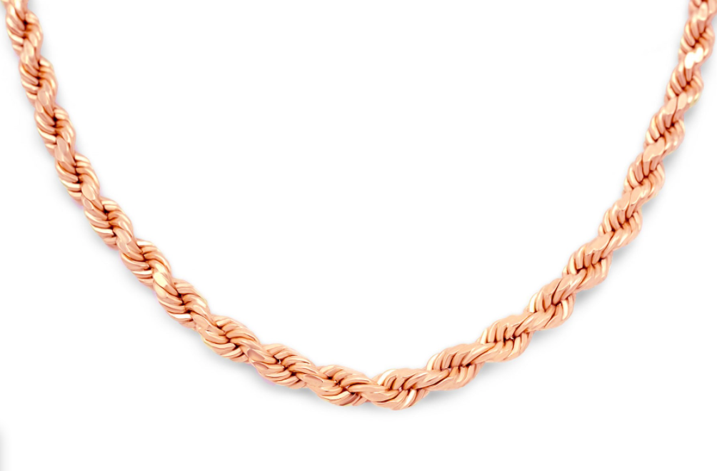 10K Rose Gold Rope 4mm Chain