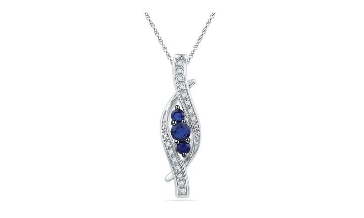 10K Blue Sapphire Diamond Pendant