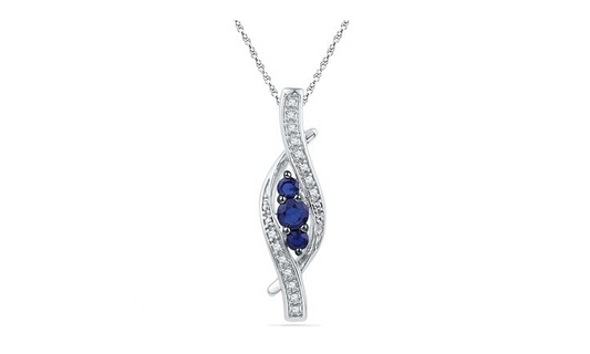 10K Blue Sapphire Diamond Pendant