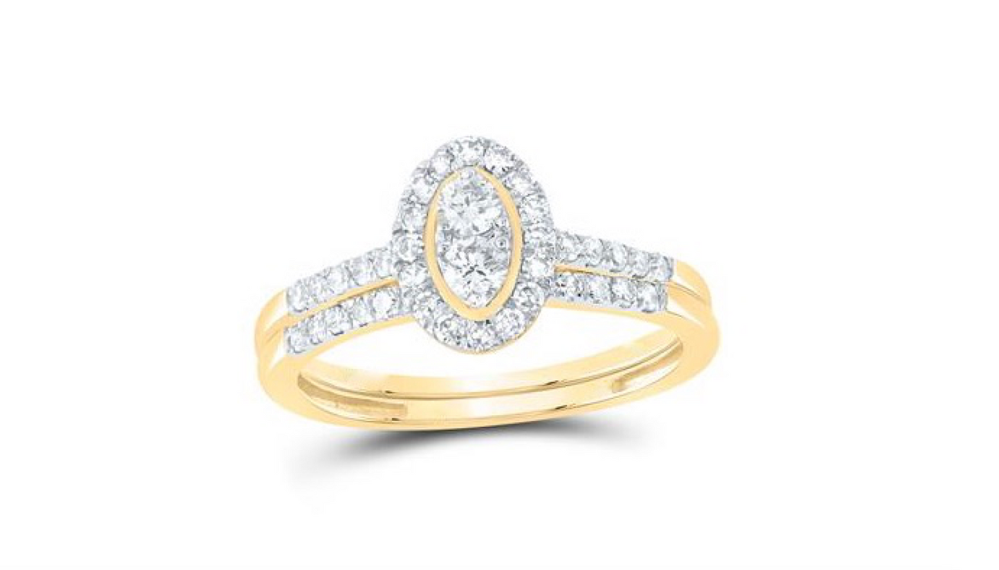 Oval Halo Diamond Duo Ring Set