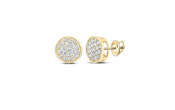 10K Bezel Round Diamonds Earrings