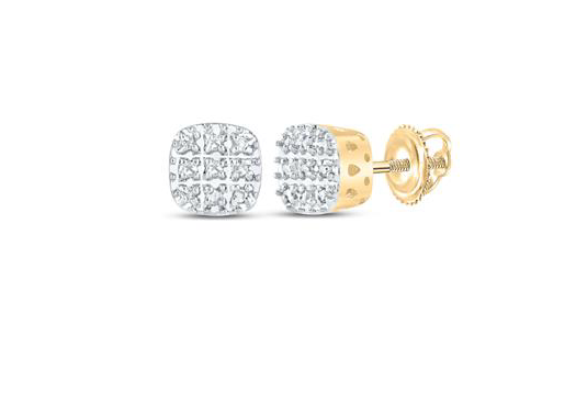 10k Square Diamond Earrings